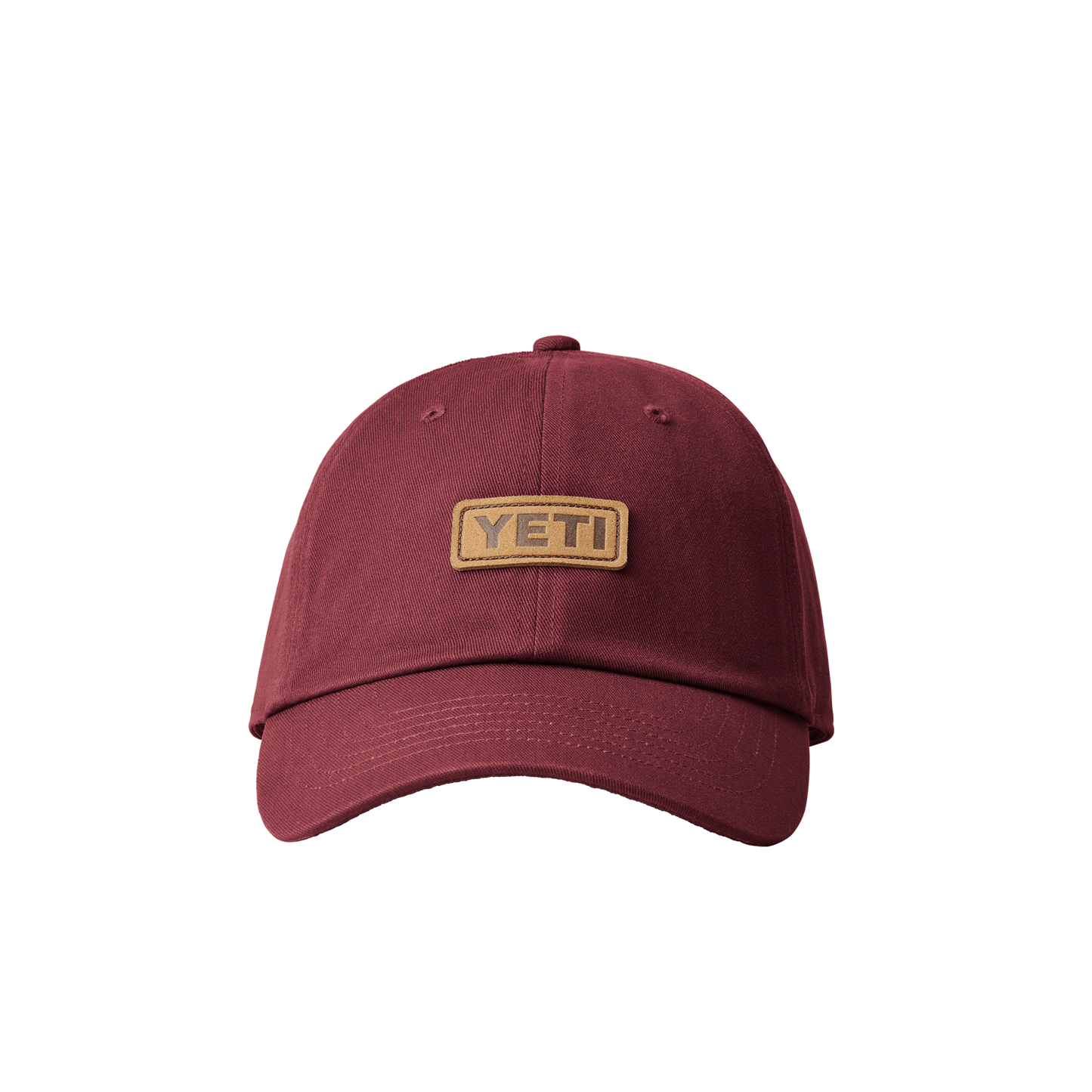 YETI Logo Leather Logo Baseball Hat Harvest Red