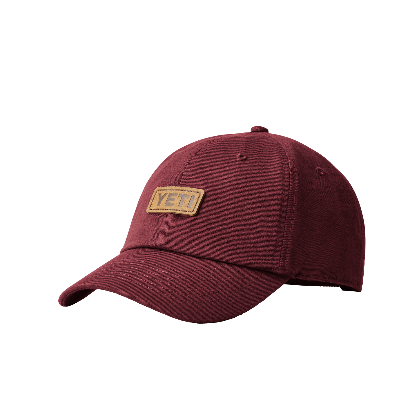 YETI Logo Leather Logo Baseball Hat Harvest Red