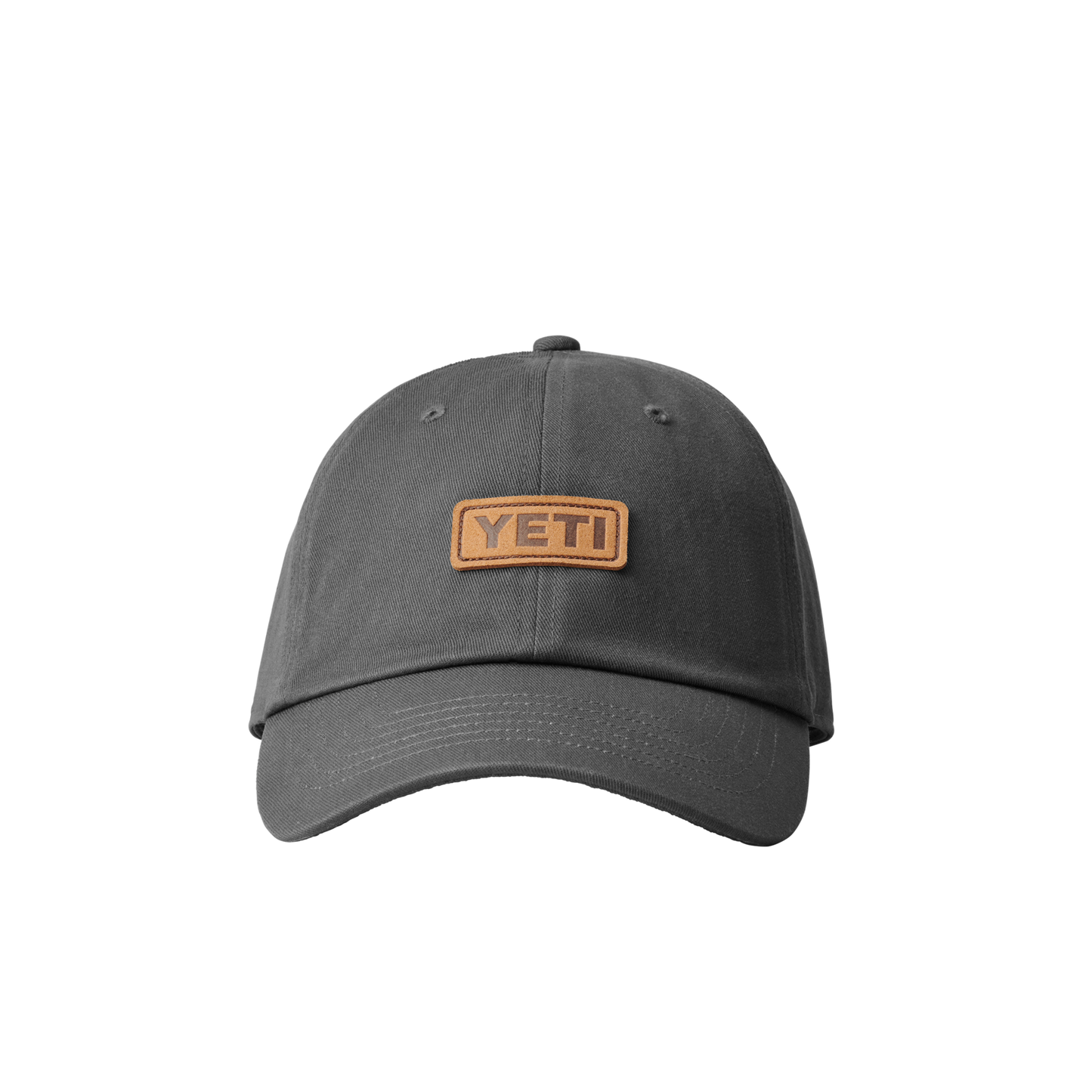 YETI Logo Leather Logo Baseball Hat Dark Grey