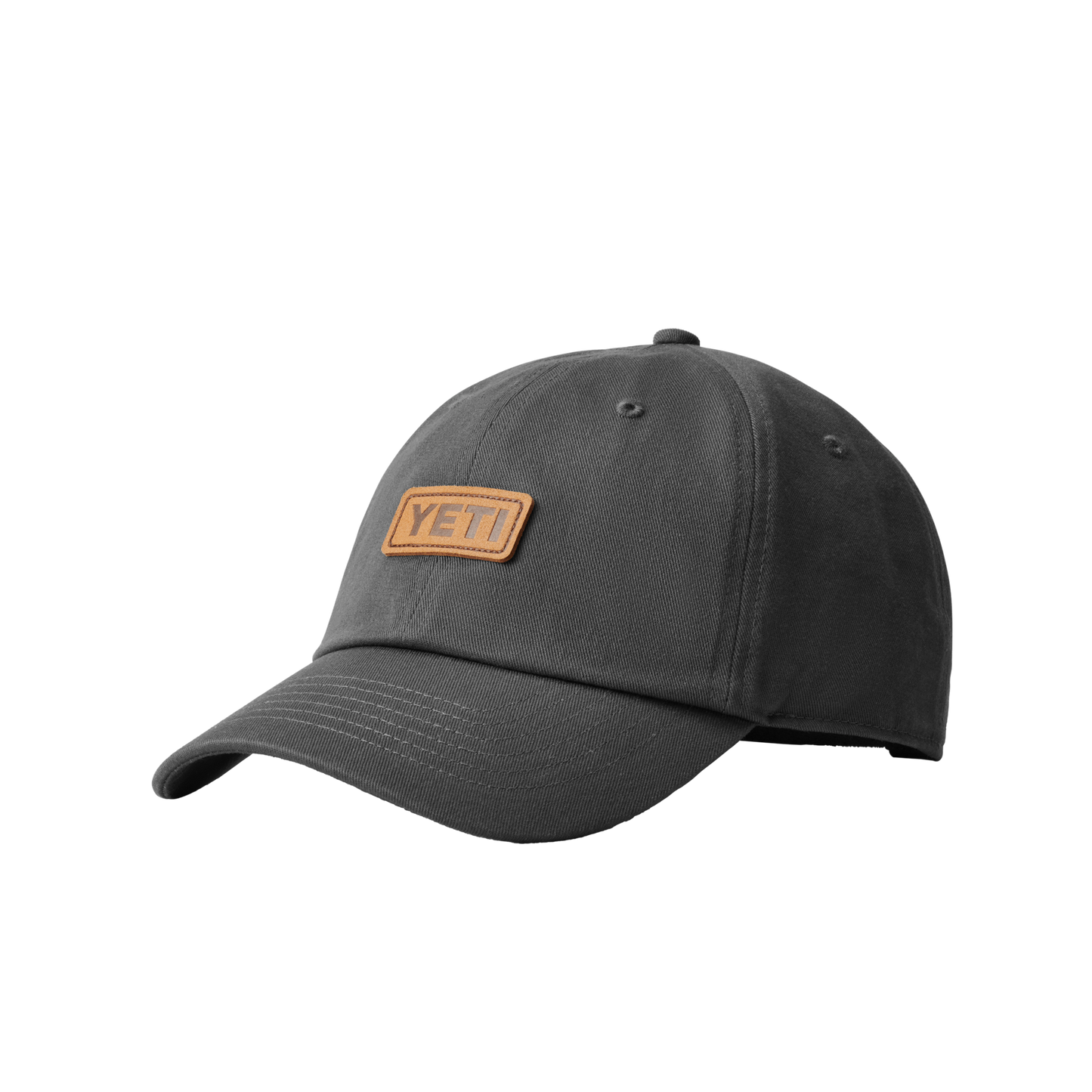 YETI Logo Leather Logo Baseball Hat Dark Grey
