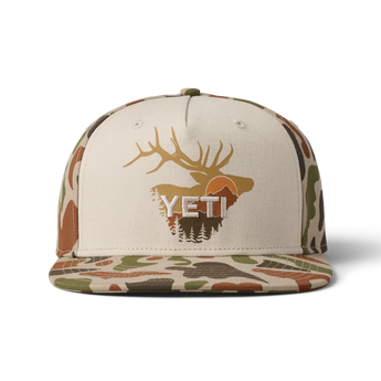 YETI Sunrise Elk Flat Brim Hat Tan Tan/Brown Camo