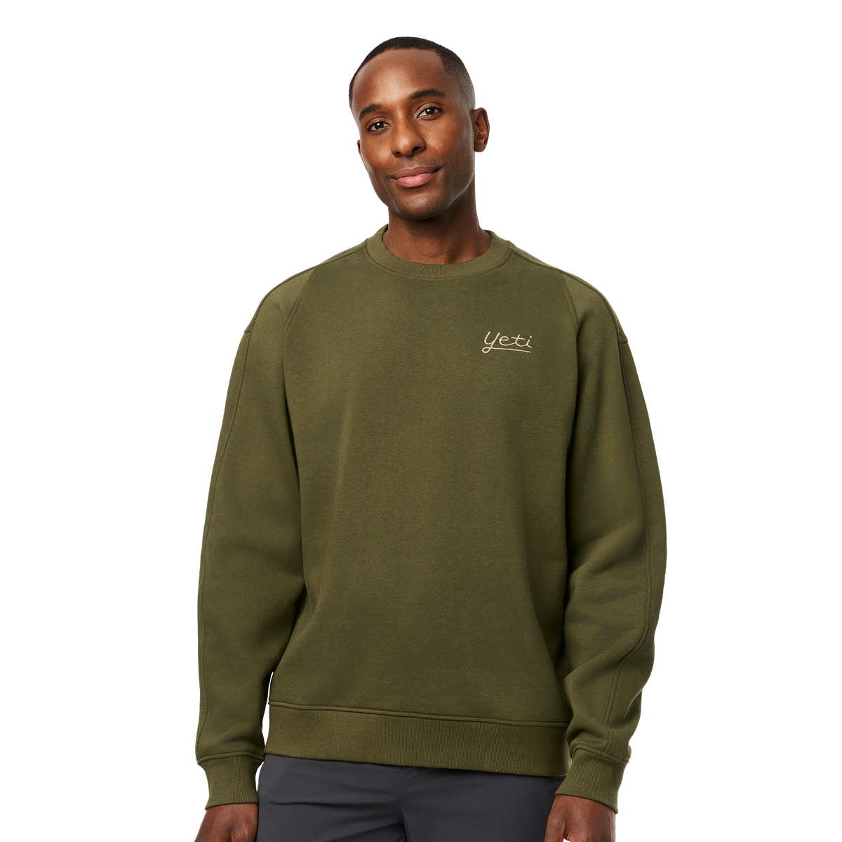 YETI™ Logo Script Fleece Crew Neck Olive