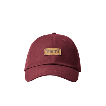 YETI Logo Leather Logo Baseball Hat Harvest Red