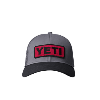 YETI Logo Badge Low Profile Trucker Hat Harvest Red/Black
