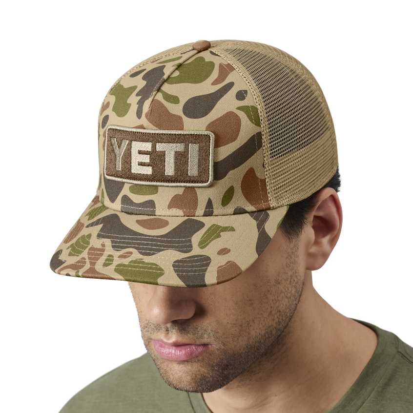 YETI Logo Full Camo Trucker Hat Brown Camo
