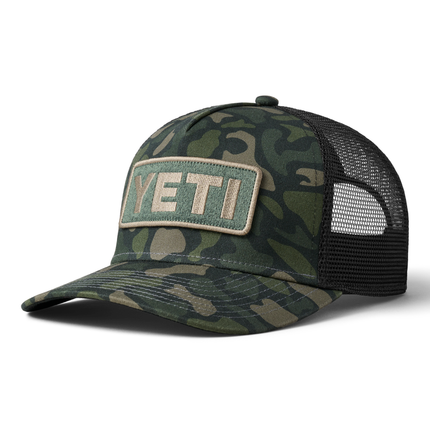YETI Logo Full Camo Trucker Hat Green Camo