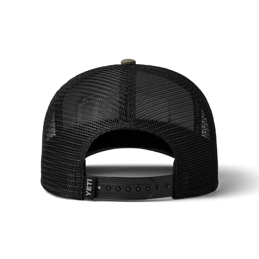 YETI Logo Full Camo Trucker Hat Green Camo