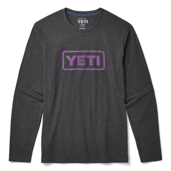 YETI Logo Badge Longsleeve T-Shirt Heather Charcoal