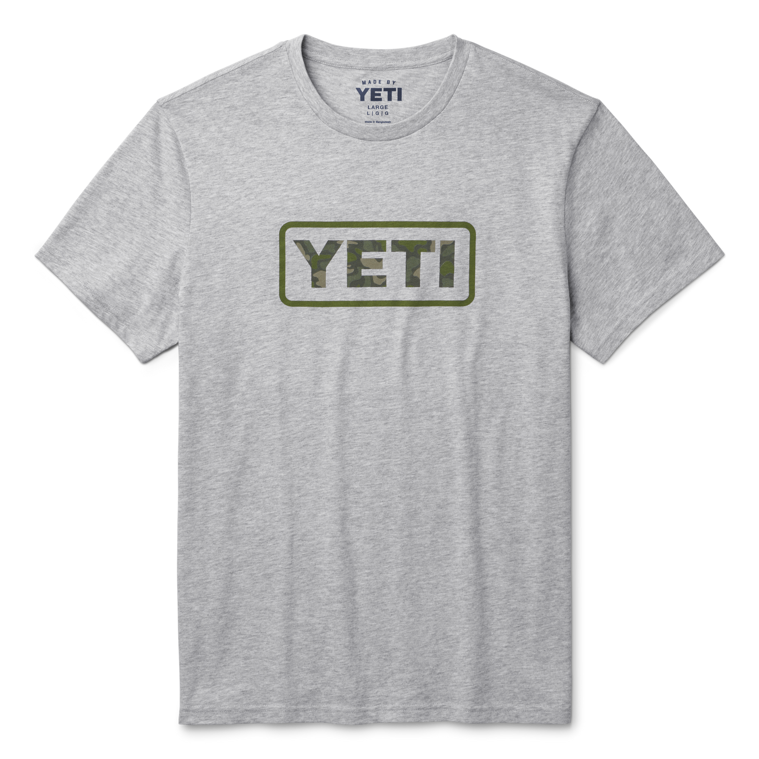 YETI Camo Logo Badge Short Sleeve T-Shirt Heather Grey