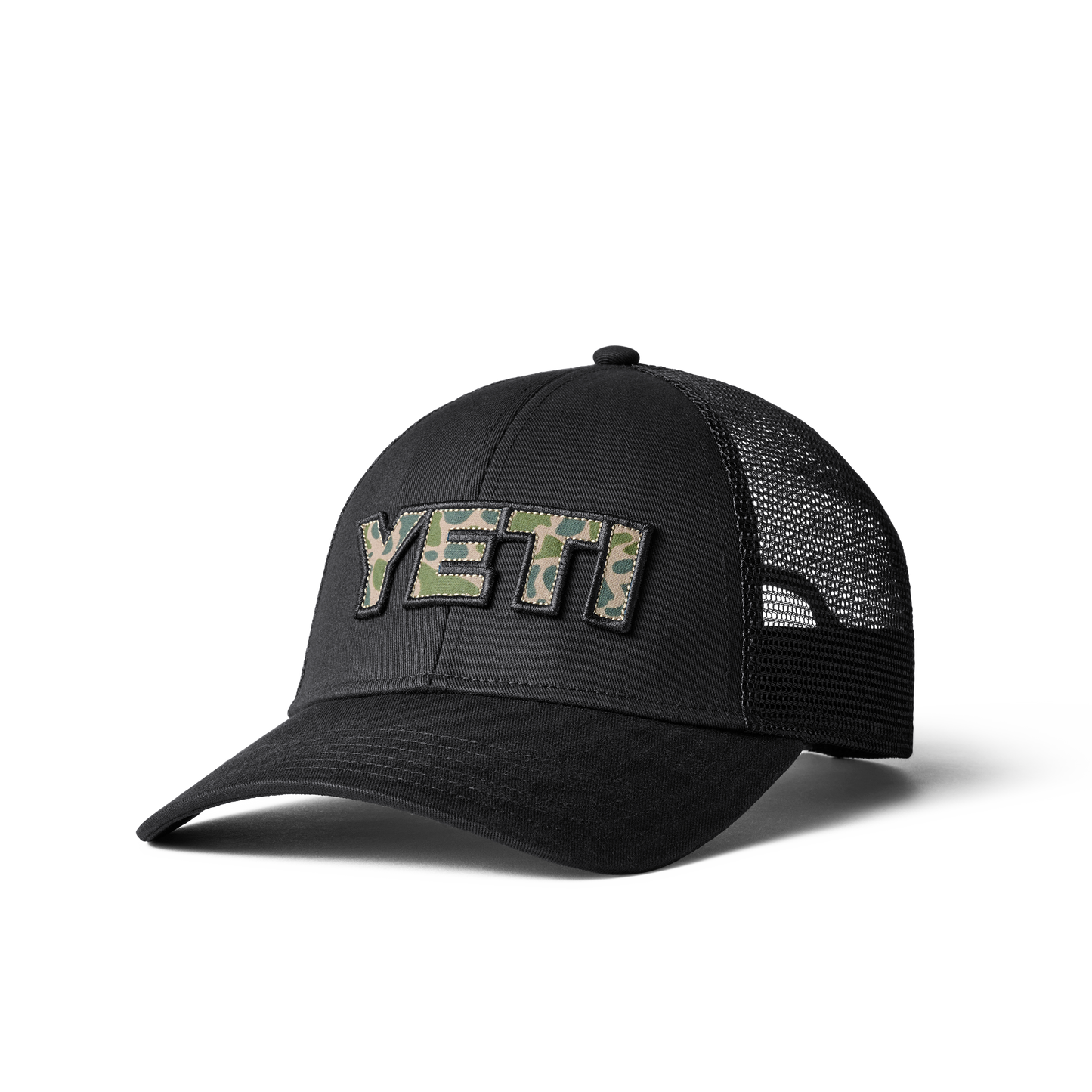 YETI Camo Logo Badge Trucker Hat Black