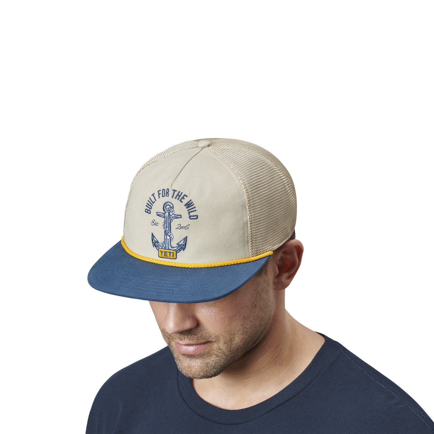 YETI Open Seas Rope Flat Brim Hat Tan/Navy